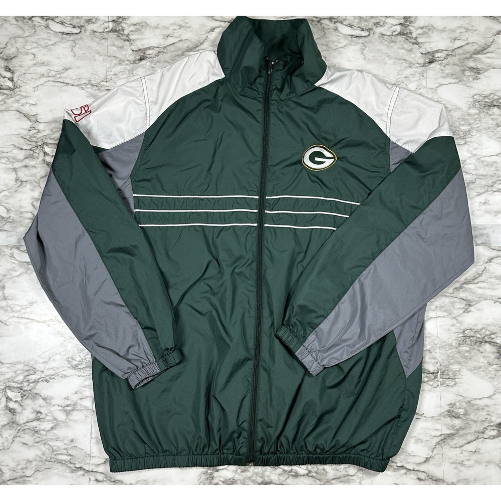 NFL Jacket Mens Size XL Green Windbreaker Lightweight Sports‎ GREEN BAY PACKERS